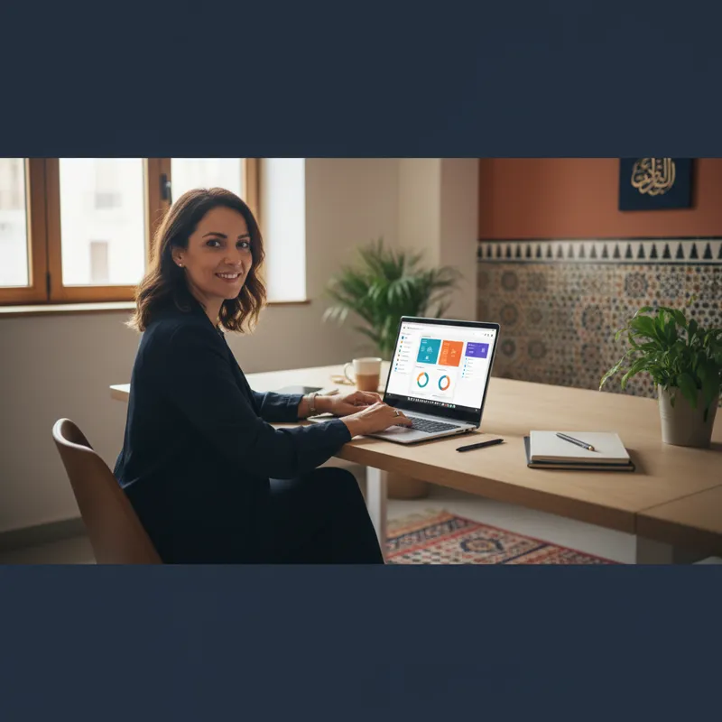 Entrepreneur marocain utilisant son outil de gestion en ligne